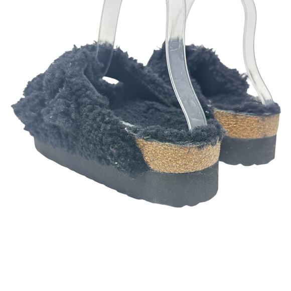 Birkenstock Papillio Arizona Big Buckle Shearling Sandals Teddy Black Size 36 - Picture 9 of 12